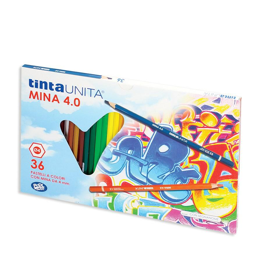 TINTA UNITA Pastelli in Legno Mina 4.0 Conf. da 24 Colori