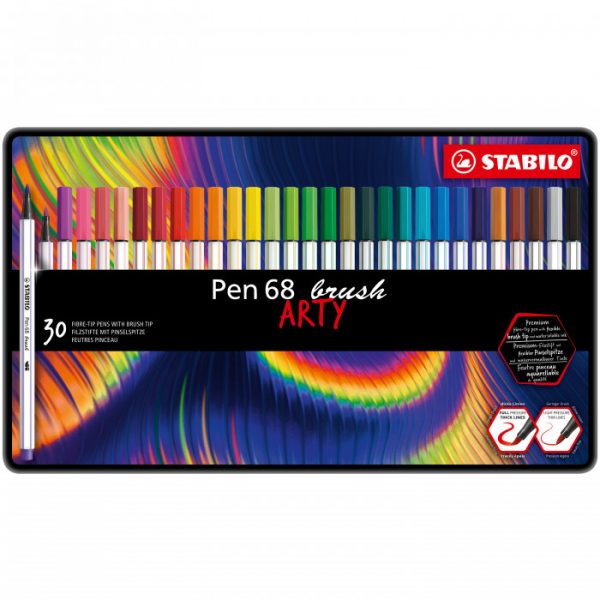 pennarello-pen-68-brush-arty-line-scatola-metallo-30-colori-nuovi-stabilo