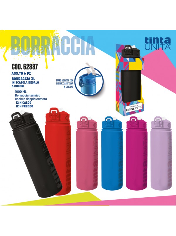 Borraccia-Termica-TintaUnita-1-Litro-Acciaio-Inox-Antigoccia-Scatola-Regalo